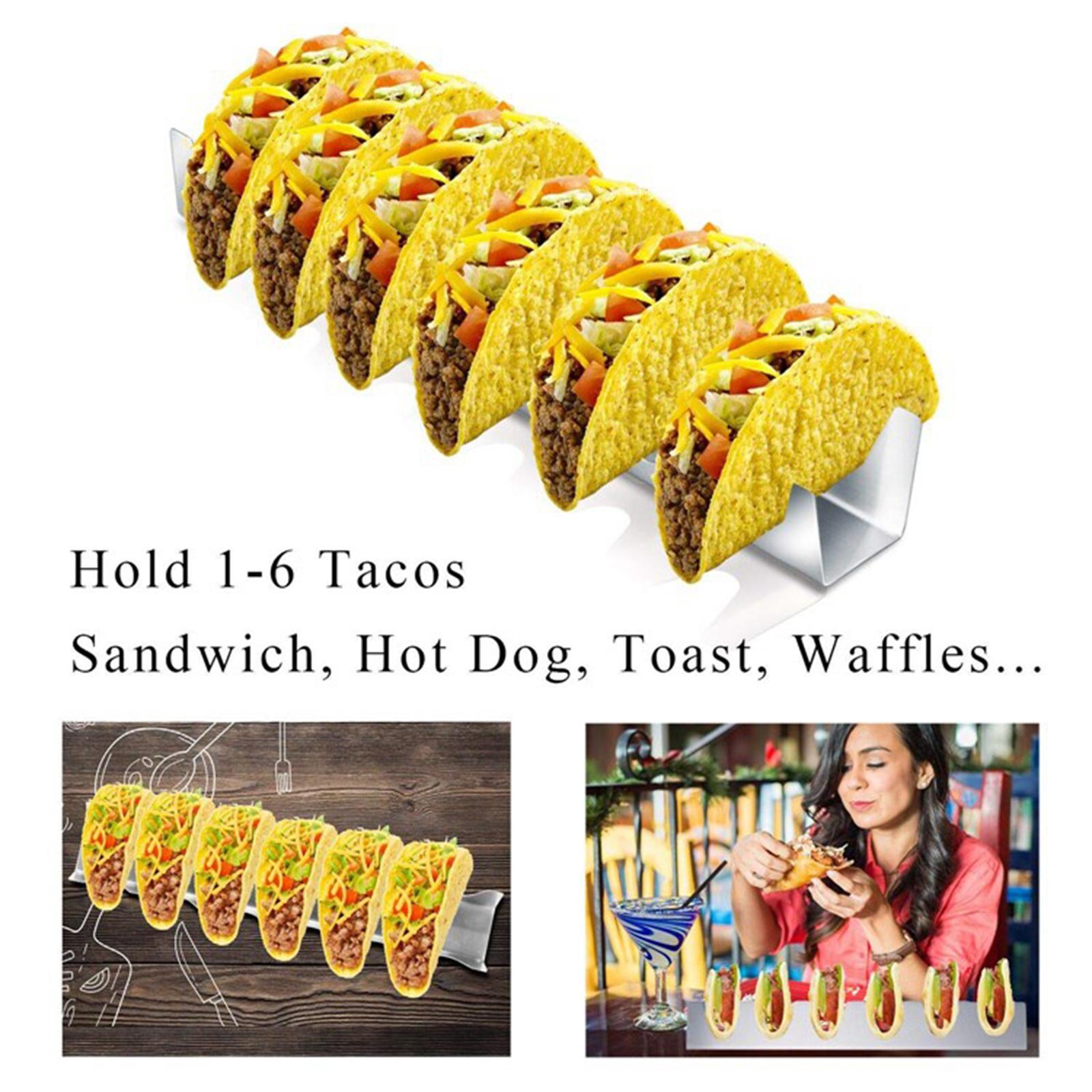 Stainless Steel Taco Holder Stand Server for Mexican Pancakes Tortillas