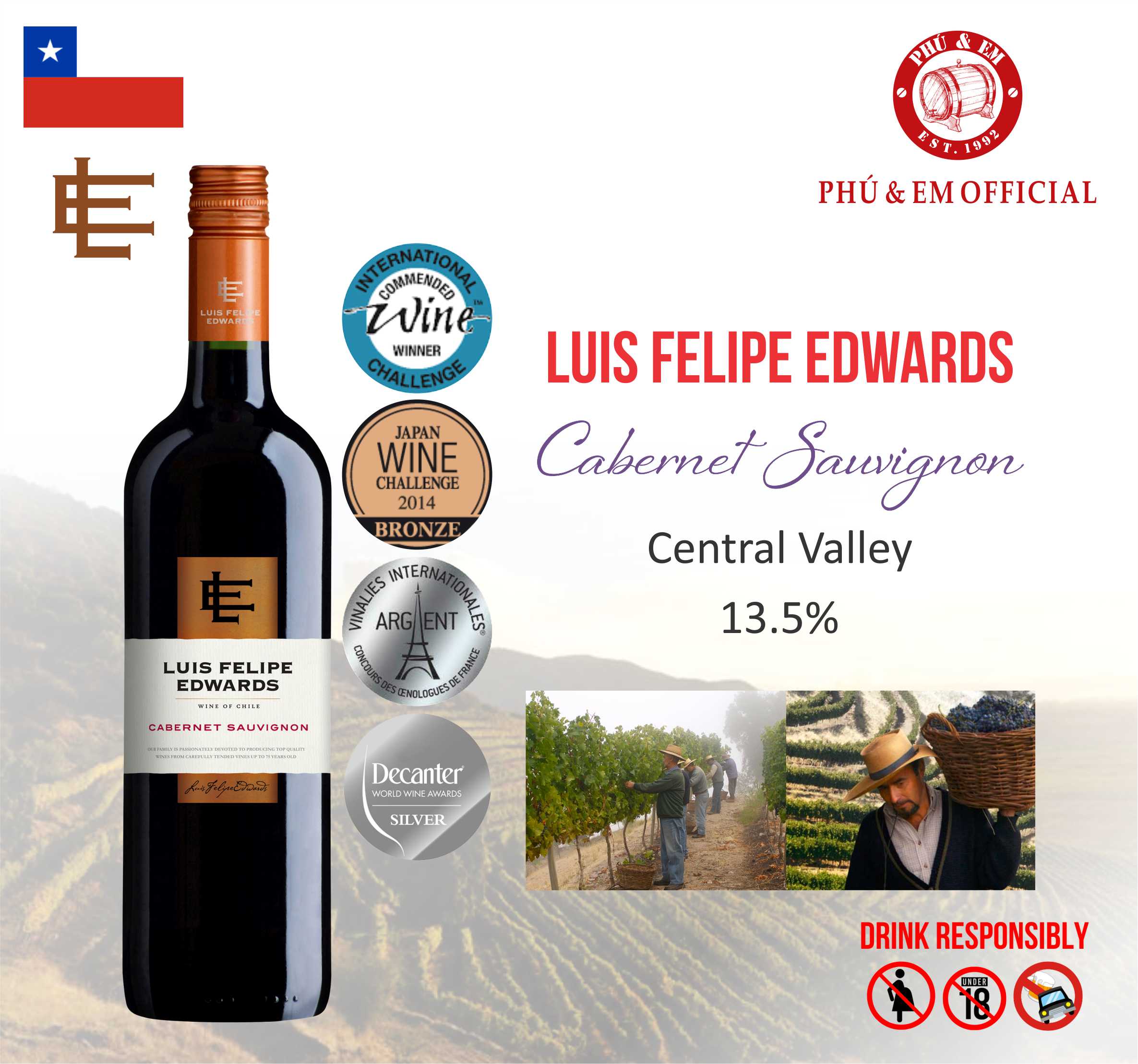 Rượu Vang Đỏ Chile Luis Felipe Edwards Cabernet Sauvignon