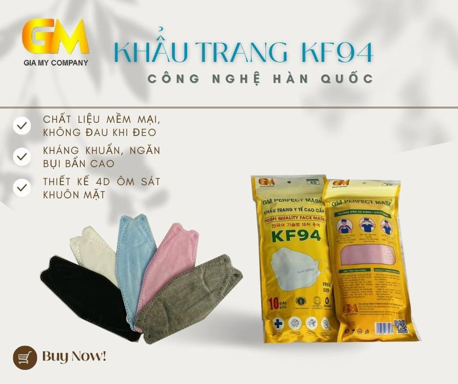 COMBO 300 CÁI/ 30 GÓI KHẨU TRANG KF94 NGƯỜI LỚN