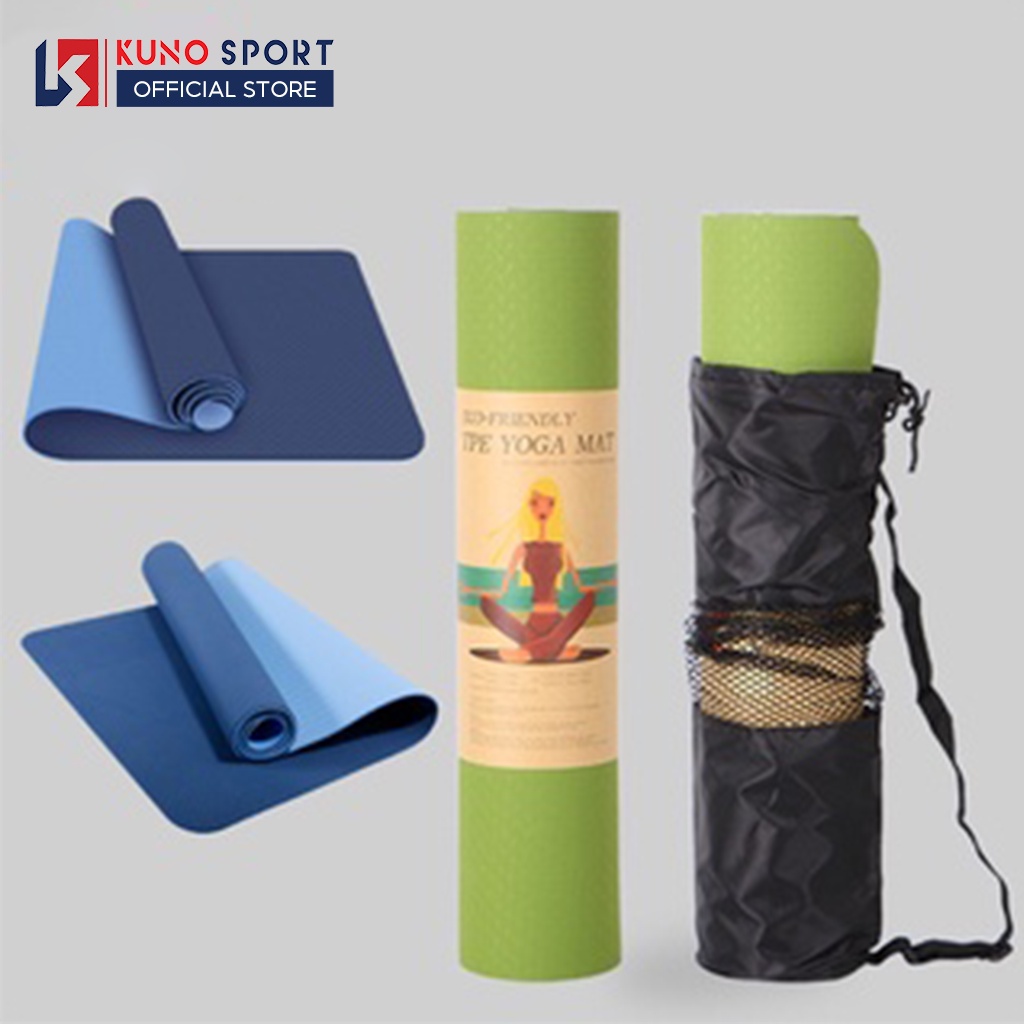 Thảm tập Yoga TPE 2lớp Chống Trượt độ dày 6mm cao cấp Kunosport