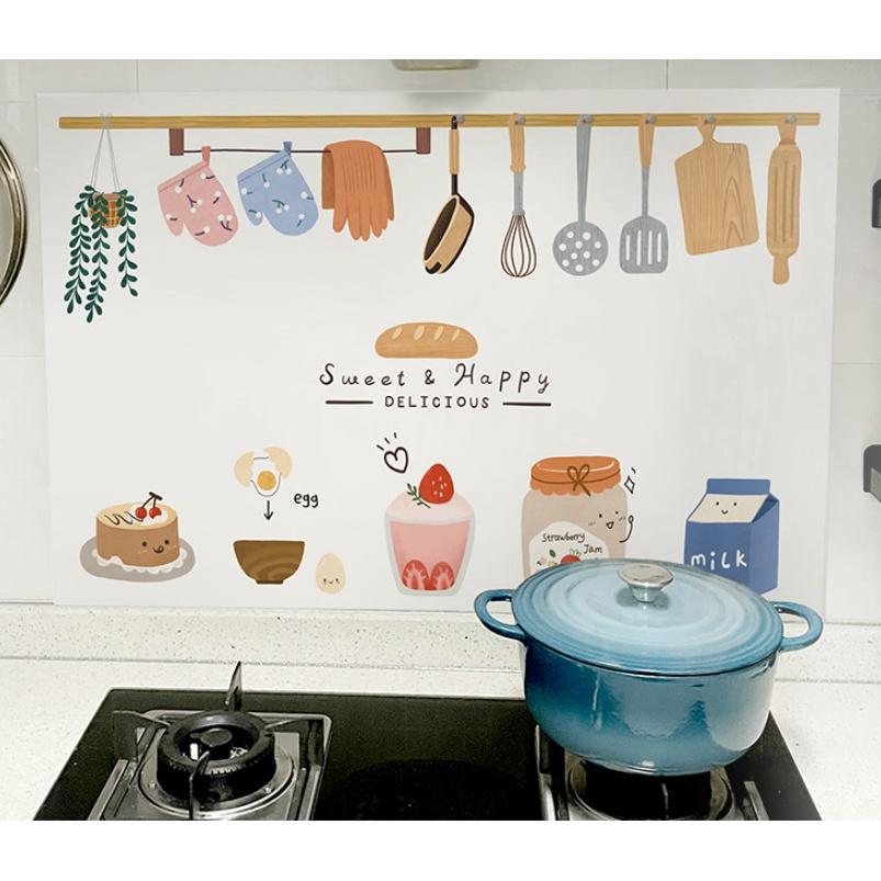 Giấy Dán Tường Bếp Cách Nhiệt Chống Dầu Mỡ, Chịu Nhiệt, Decal Dán Bếp 3D Họa Tiết