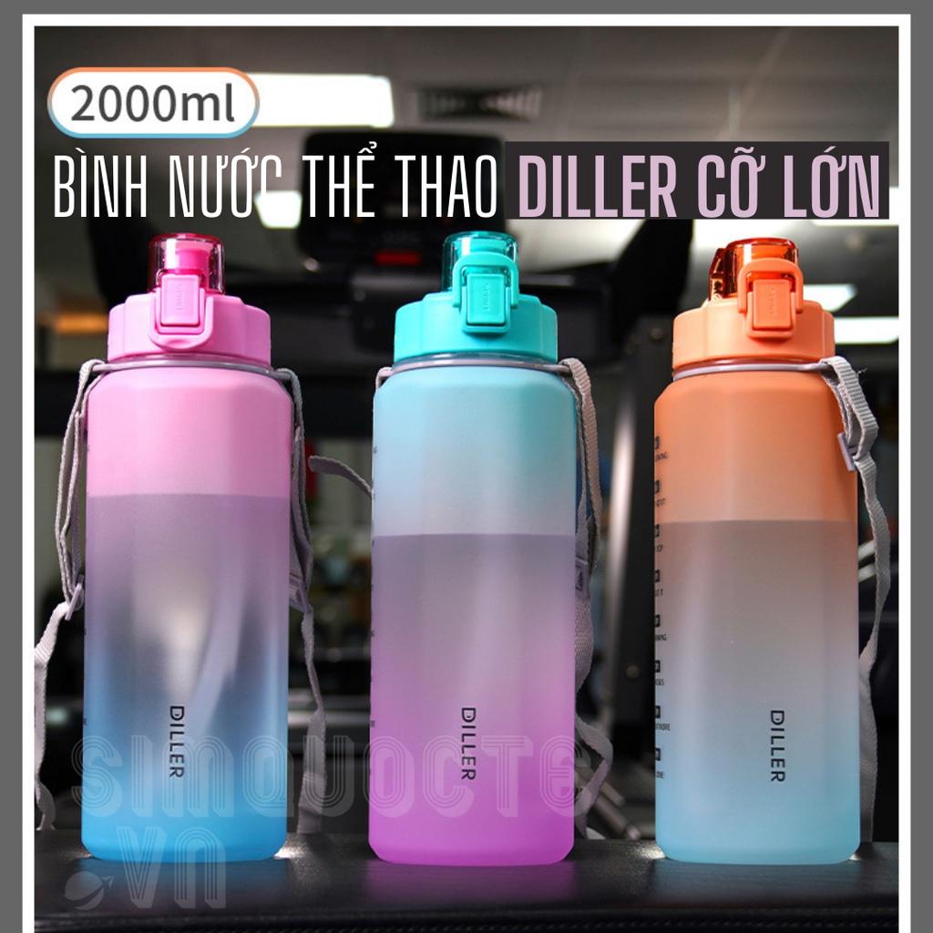 Bình nước thể thao detox kèm ống hút tháo rời và quai đeo tiện lợi DILLER