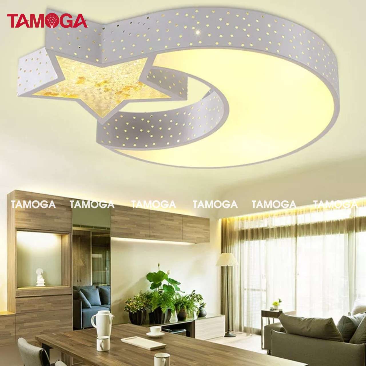 Đèn trần trang trí hình trăng sao TAMOGA RUBYS 8324+ Tặng kèm khiển
