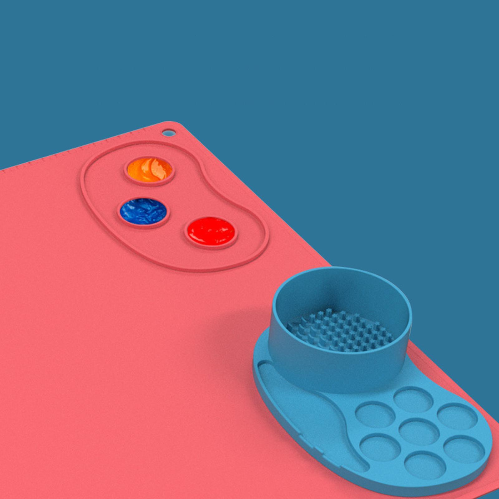 Silicone Craft Mat, 16×15.7 Inches Silicone Art Mat with Water Cup and Paint Holder, Silicone Artist Mats for Crafts Perfect for Resin Mat