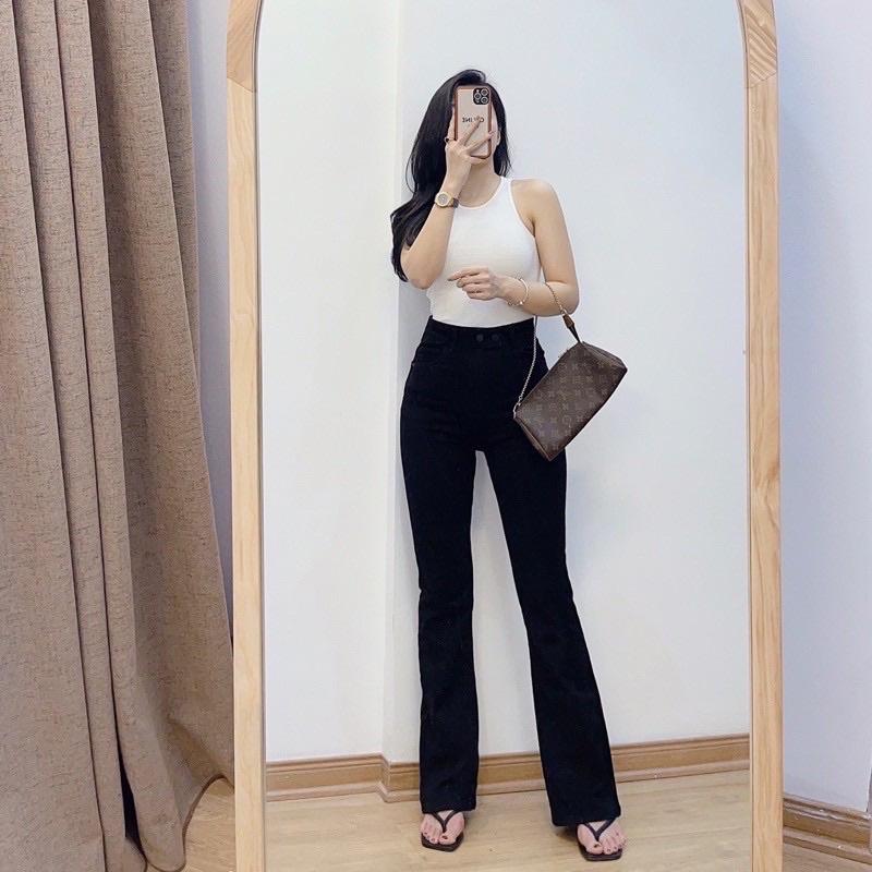 Set Comfy Pants gồm Quần ống loe chất Poly Hàn có dây eo đi kèm với áo Tank Top thoải mái năng động