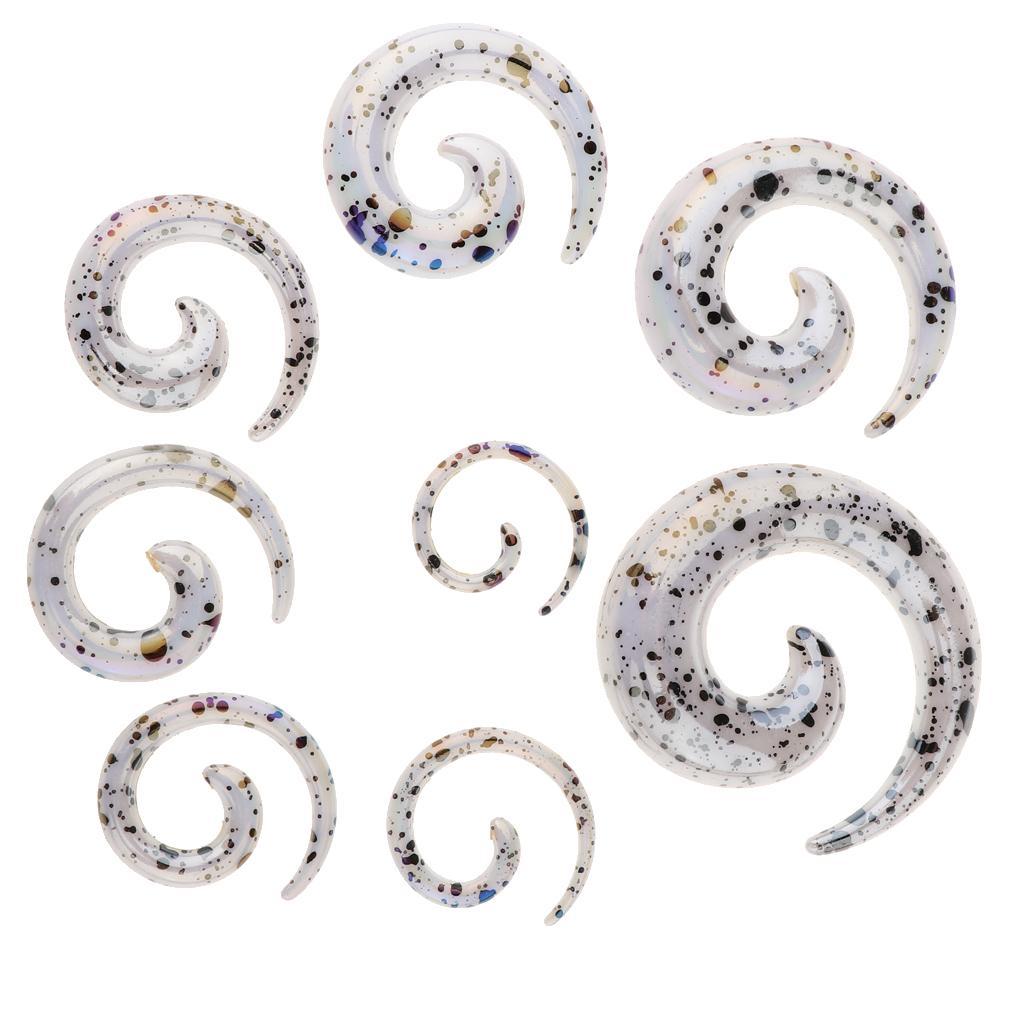 8x Acrylic Spiral Snail Ear Gauges Tunnels Expander Stretching