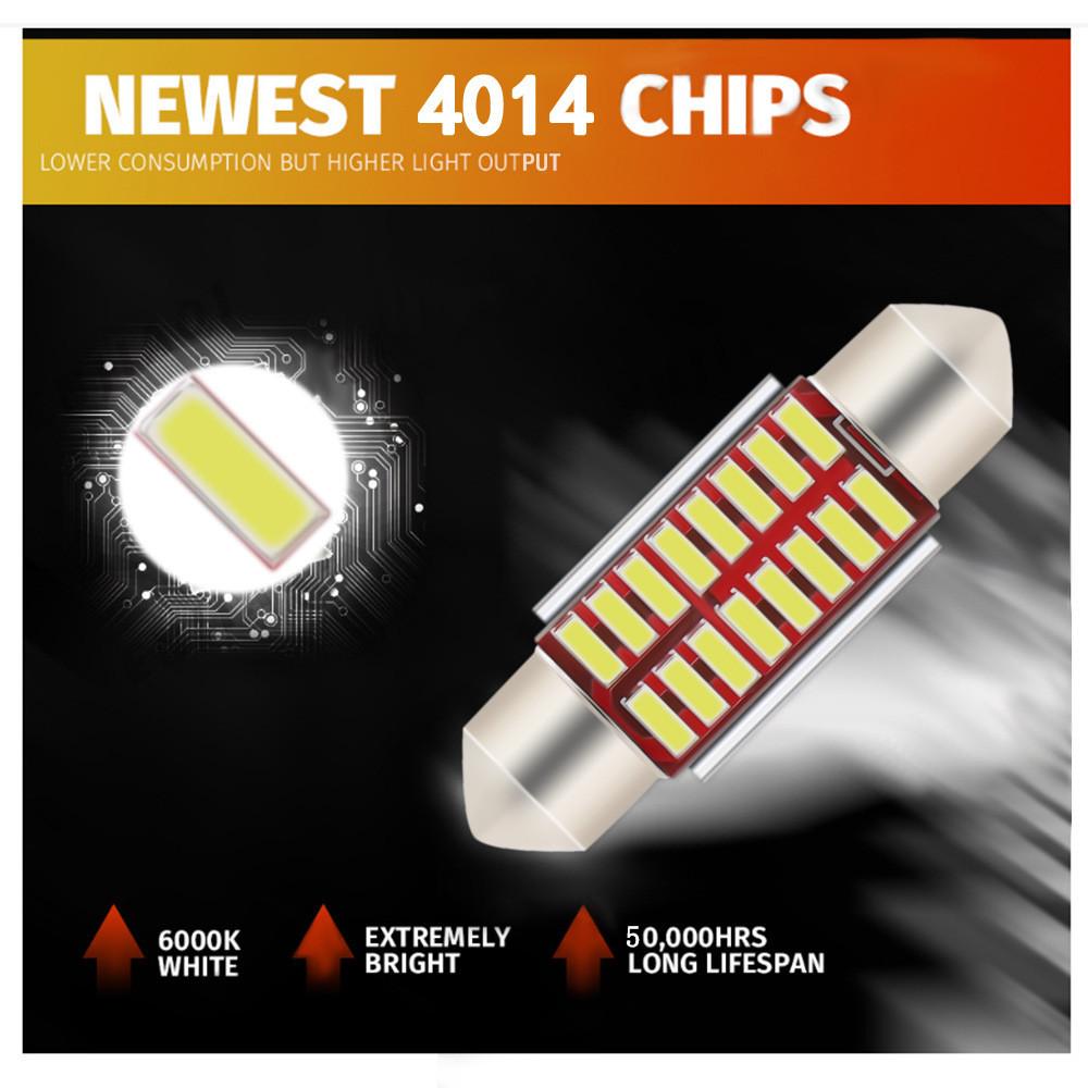 Đèn Trần Ô Tô, Đèn Led Trần Xe Hơi ánh sáng trắng chip 4014 loại mới mạch đỏ có canbus nhiều cỡ đèn - Màu Trắng