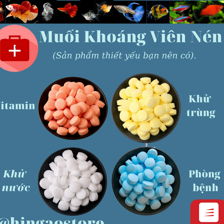 Muối kháng khuẩn dạng viên nén có 4 màu cho cá cảnh - 20 viên - HÀNG CÔNG TY