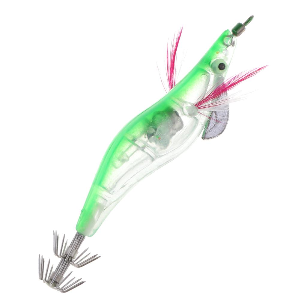 Lifelike 3D Eye Shrimp Squid Jig Fishing Hook Luminous Shrimp Fishing Baits