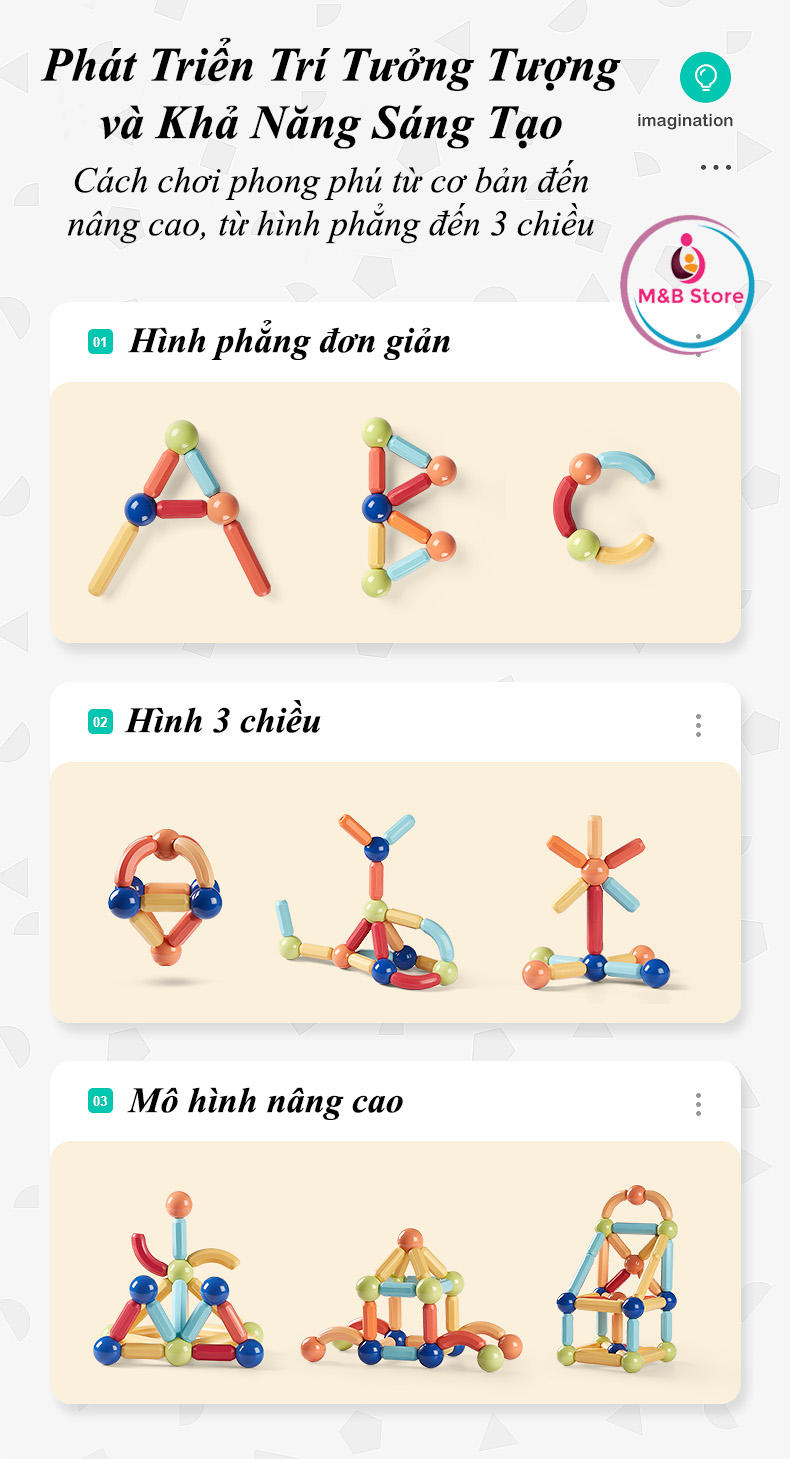 Xếp Hình Nam Châm Hình Que, Magnetic Building Blocks - KUB, Phát Triển Tư Duy, Sáng Tạo Không Giới Hạn