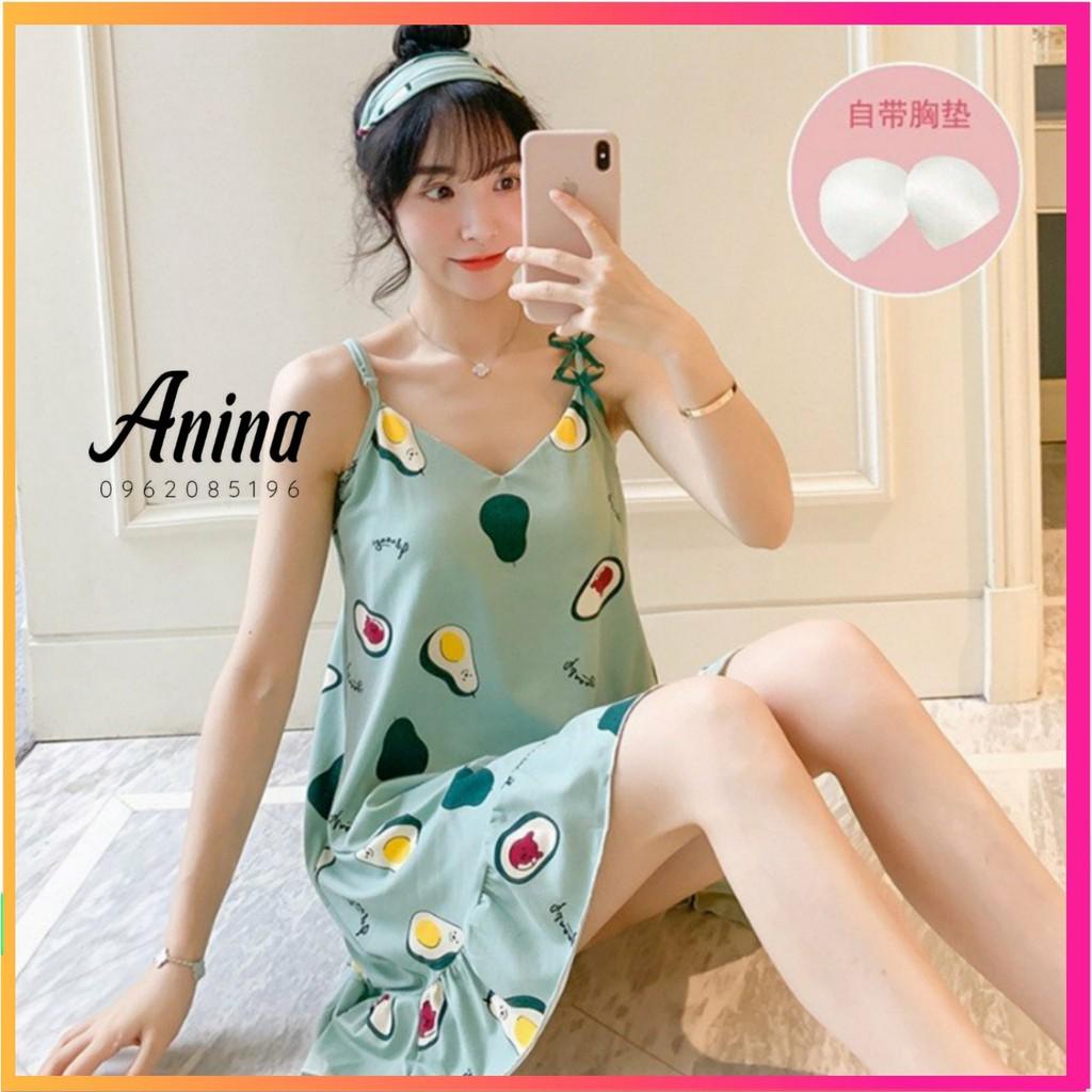 Váy Ngủ 2 dây dễ thương, chất thun mềm mát, mặc nhà, mặc ngủ tặng kèm bịt mắt VNHT80