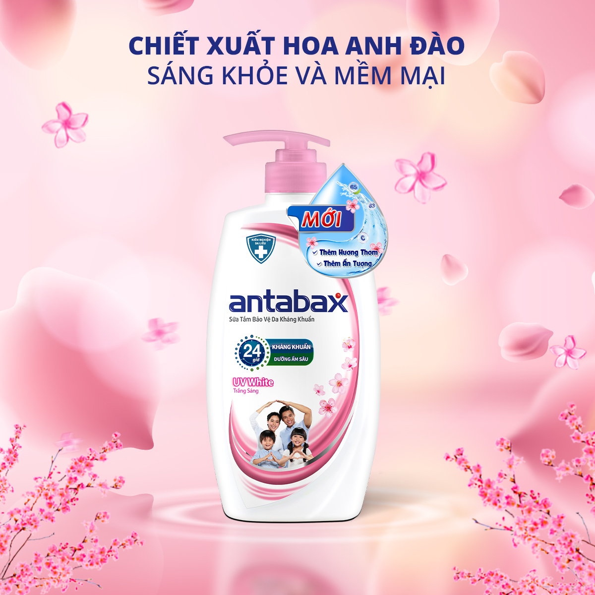 Sữa Tắm Bảo Vệ Da Kháng Khuẩn Antabax UV White Trắng Sáng 550ml