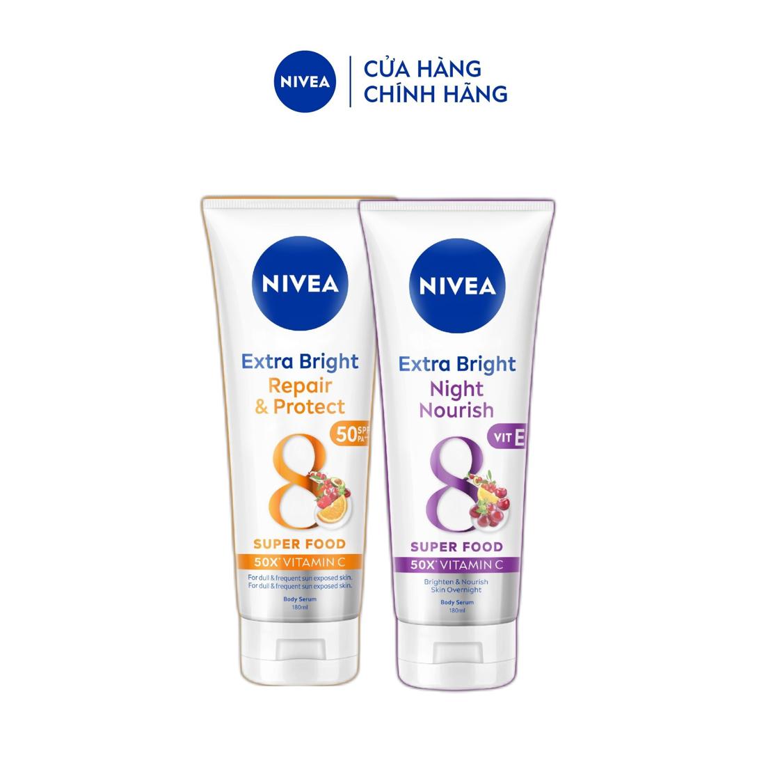 Bộ Đôi Serum Dưỡng Thể NIVEA Phục Hồi & Dưỡng Sáng Da Ngày & Đêm - 88314+88367