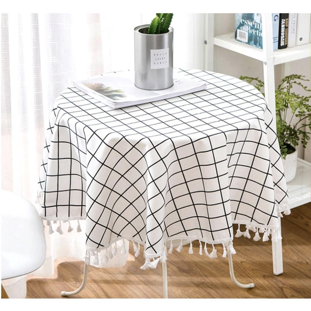 Tổng hợp các mẫu khăn trải bàn tròn vải linen họa tiết vintage siêu rẻ đẹp