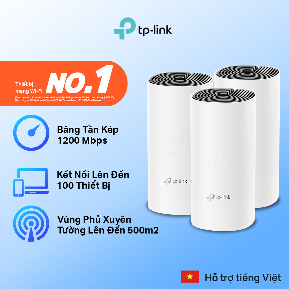 Bộ Phát Wifi Mesh TP-Link Deco M4 (3-pack)  Băng Tần Kép MU-MIMO AC1200 - Hàng Chính Hãng