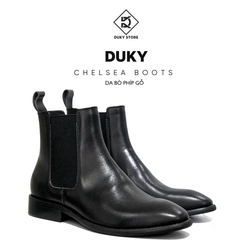 (Bảo hành 1 tháng) Giày Chelsea boot nam da bò đế phíp gỗ sang trọng - Duky Store