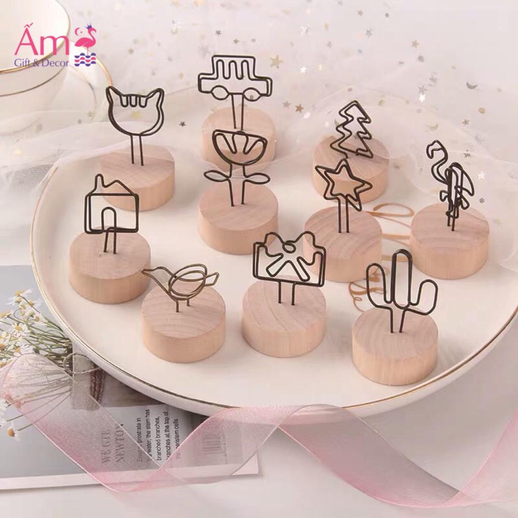 Kẹp Ảnh Để Bàn Bằng Gỗ Cute Nhiều Hình  - Kích Thước 3x3cm