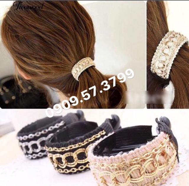 Kẹp tóc tròn viền hoa văn