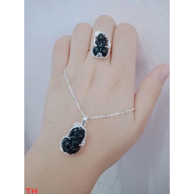 Bộ trang sức dây chuyền và nhẫn tỳ hưu -