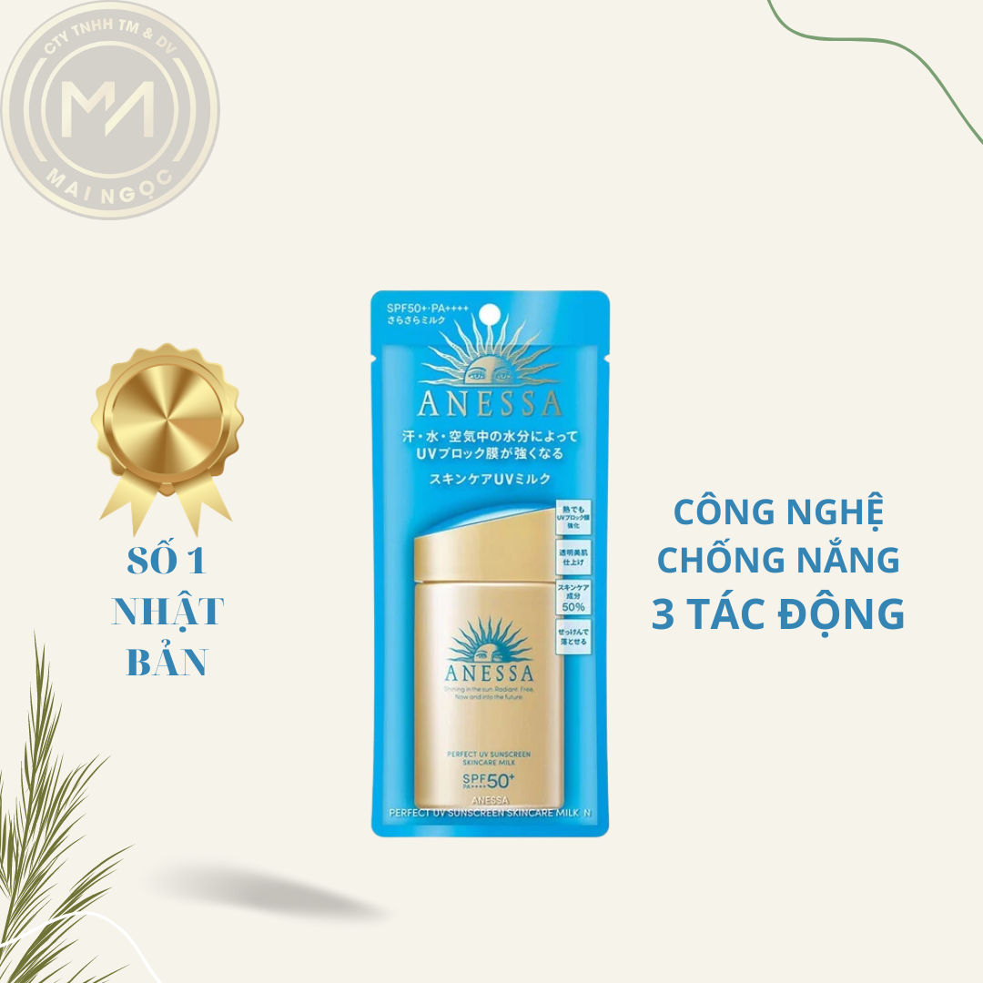 Kem chống nắng dạng sữa dưỡng da kiềm dầu bảo vệ hoàn hảo Anessa Perfect UV Sunscreen Skincare Milk SPF 50+ PA++++ 60ml