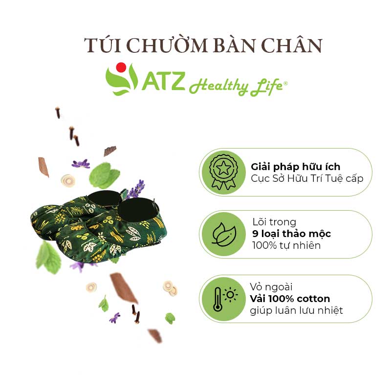 Túi Chườm Chân Thảo Dược - ATZ Healthy Life - Nóng Lạnh Đa Năng - Màu Nâu Xám - Giảm Đau Nhức Mỏi, Tăng Cường Tuần Hoàn Máu