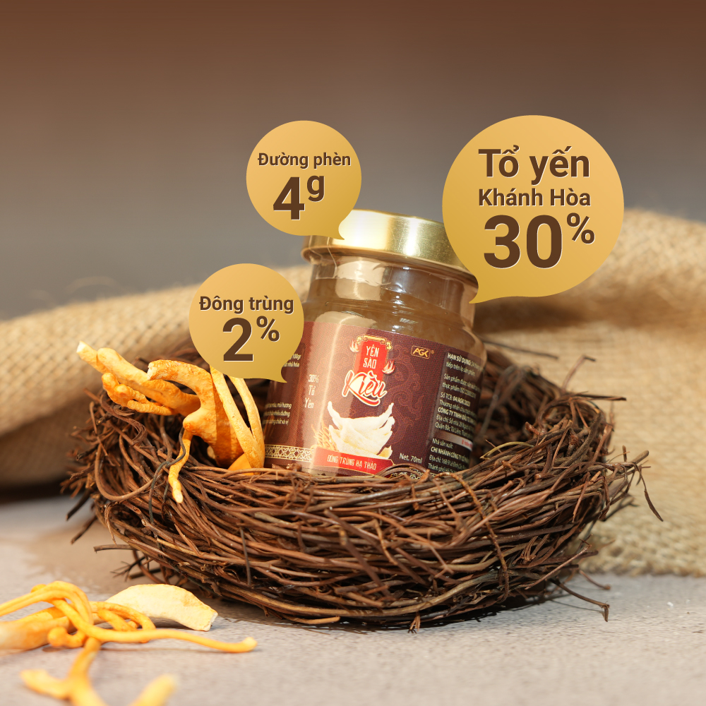 Yến Kiều - Yến chưng đông trùng hạ thảo - Thành phần yến 30% - hỗ trợ bồi bổ cơ thể, tăng cường sức khỏe (Hộp 6 hũ)
