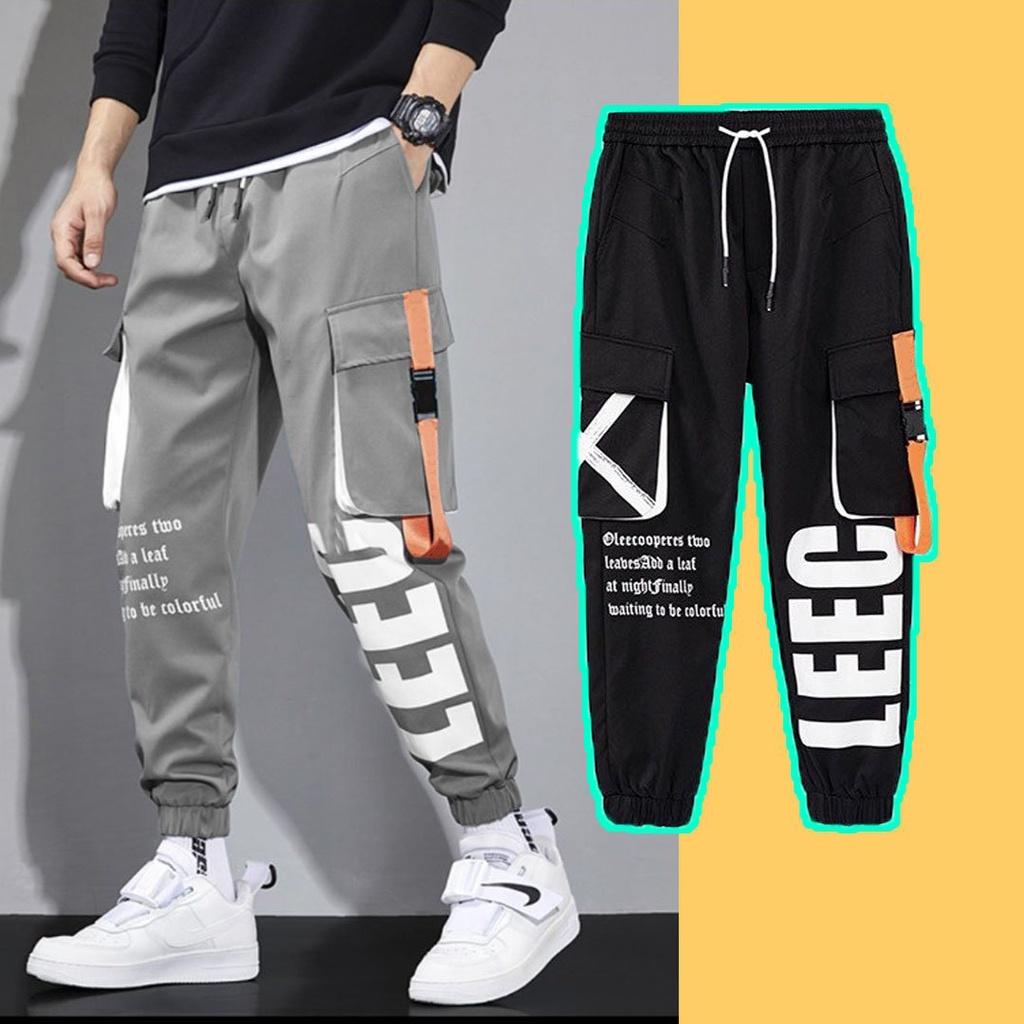 Quần Jogger LEEC túi khóa hộp Dài Bo Gấu - Chất Vải Kaki Kiểu Thể Thao UNISEX Hai Màu Đen, xám. 05x