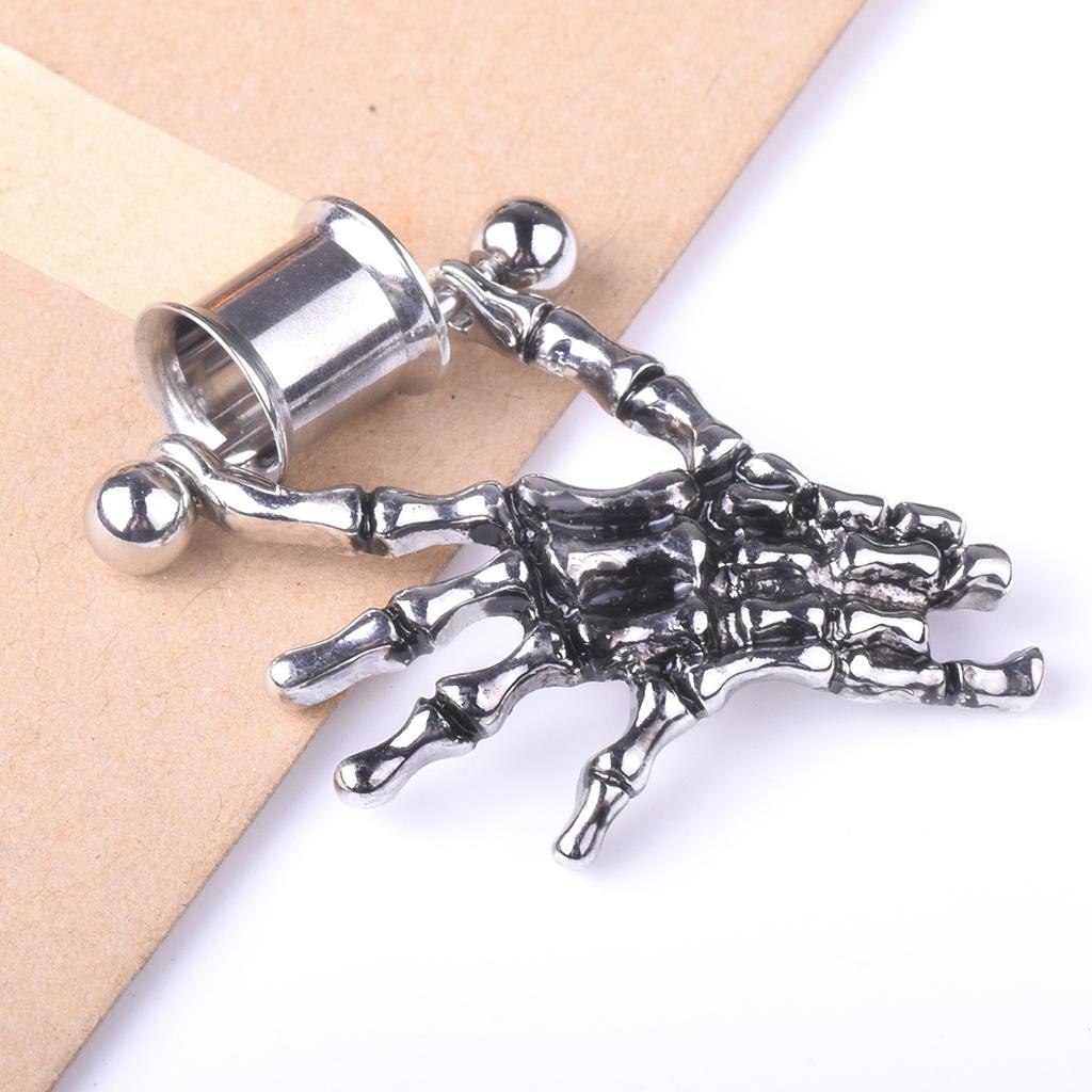 2 Pieces Stainless Steel Skeleton Hand Ear Plugs Tunnel Expander Gauges