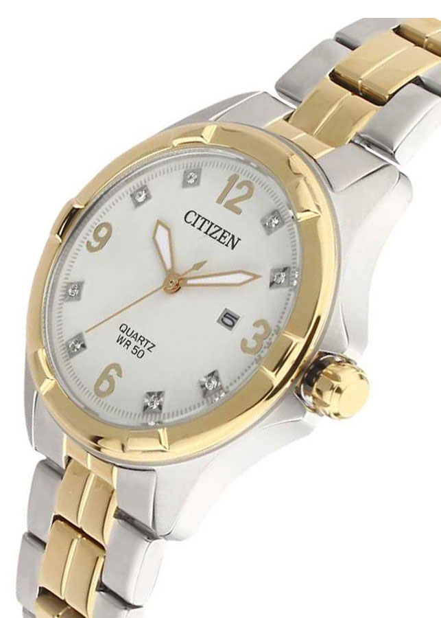 Đồng Hồ Nữ Citizen Đính Đá Swarovski Dây Thép Không Gỉ EU6084-57A - Mặt Trắng