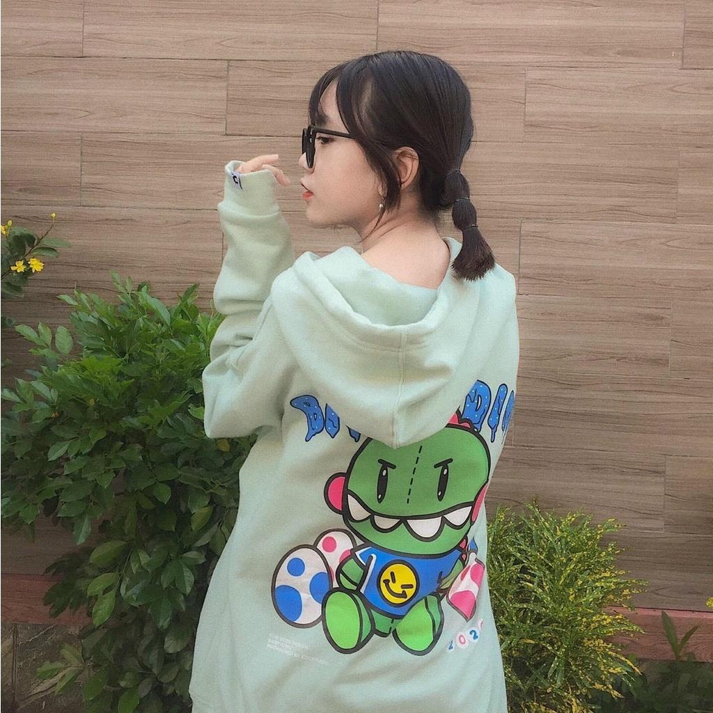 Áo Hoodie thun nỉ in hình BABY DINO siêu đáng yêu năng động cho giới trẻ,Áo khoác hoodie chất thun nỉ in hình cú mèo nón 2 lớp siêu chống nắng TP
