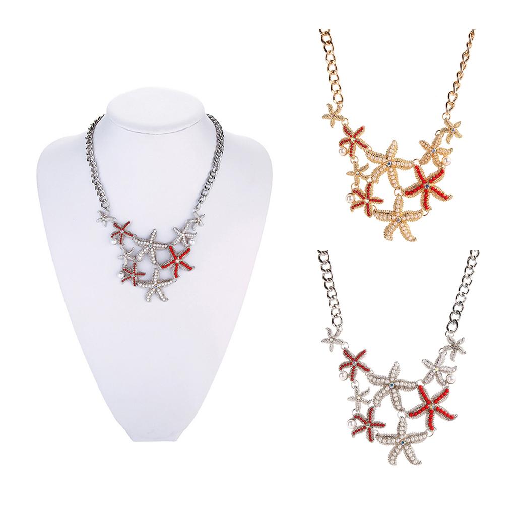 Ocean Style starfish Pendant Necklace Pearl Alloy Tassel Necklace