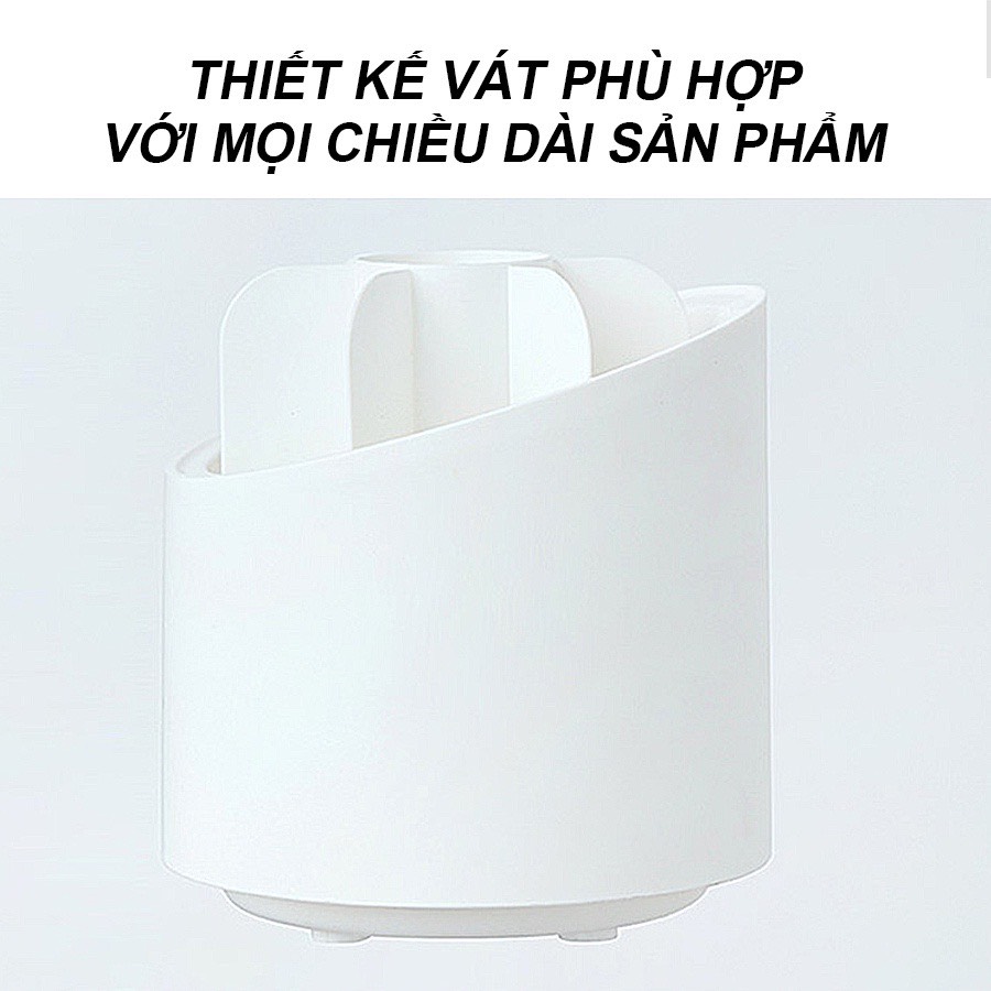 Hộp Nhựa Đựng Cọ Trang Điểm Trong Suốt Chống Bụi Tiện Dụng Xoay 360 - ống cắm bút viết nhiều ngăn - tặng kèm sticker