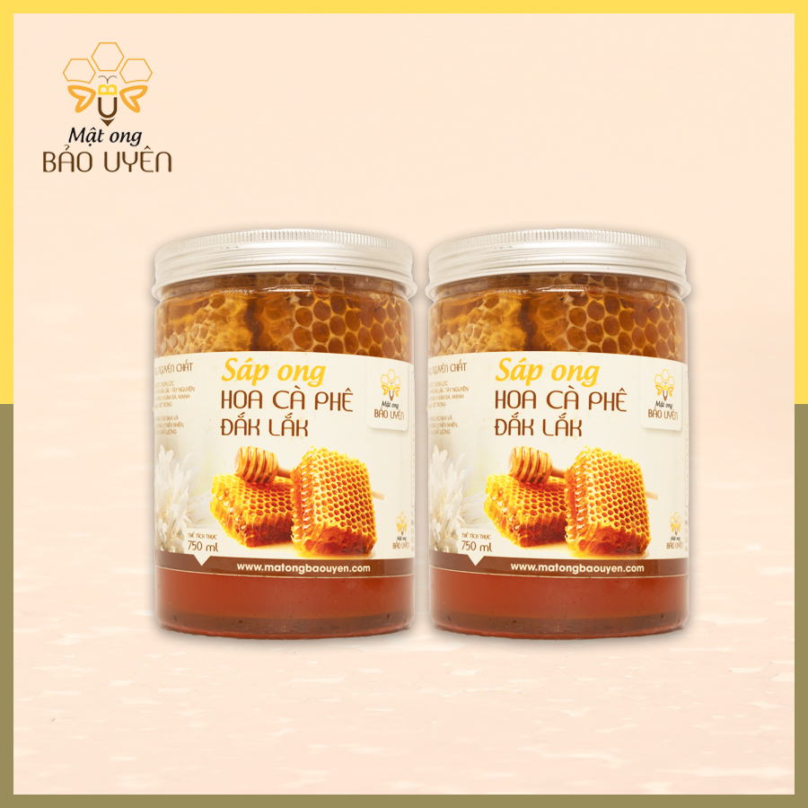 Combo 2 Hũ Sáp Mật Ong Hoa Cà Phê Nguyên Chất Bảo Uyên Cung Cấp Dinh Dưỡng Tăng Cường Đề Kháng Cơ Thể Dung Tích 750ml
