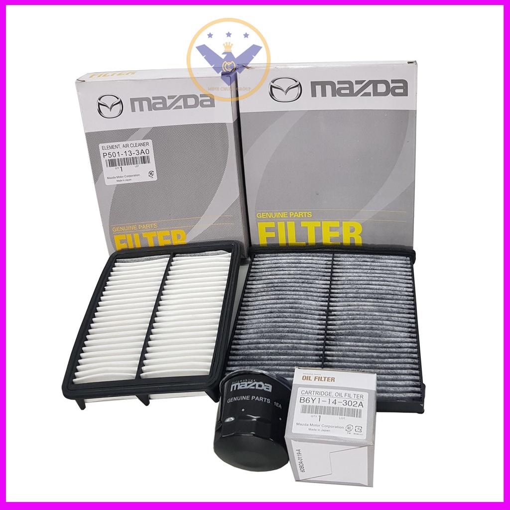 COMBO 3 lọc gồm lọc nhớt, lọc điều hòa than hoạt tính, lọc gió động cơ xe Mazda 3 2.0, 6, CX5
