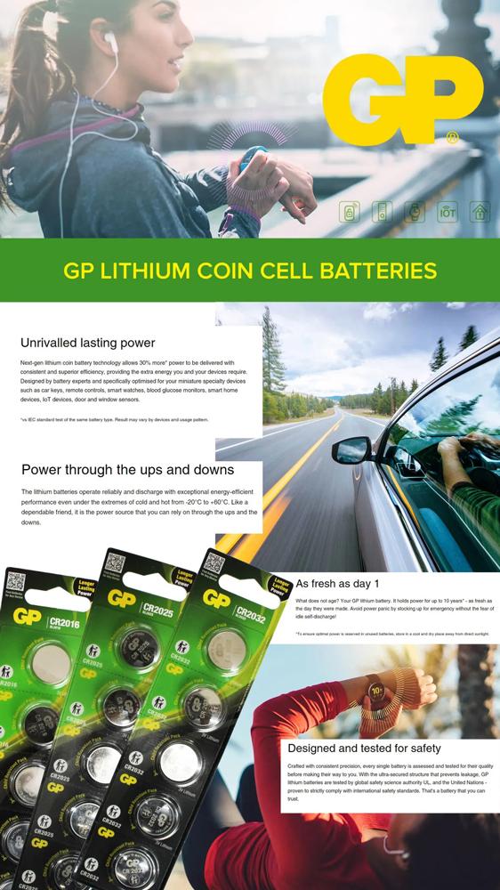 Vỉ 5 Pin Cúc Áo GP Lithium Coin Battery 3V - GP CR2025-2CPU5