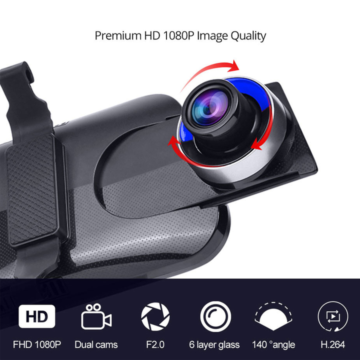 Camera hành trình gương cao cấp Phisung H58 tích hợp 4G, Wifi, GPS, màn hình 10 inch