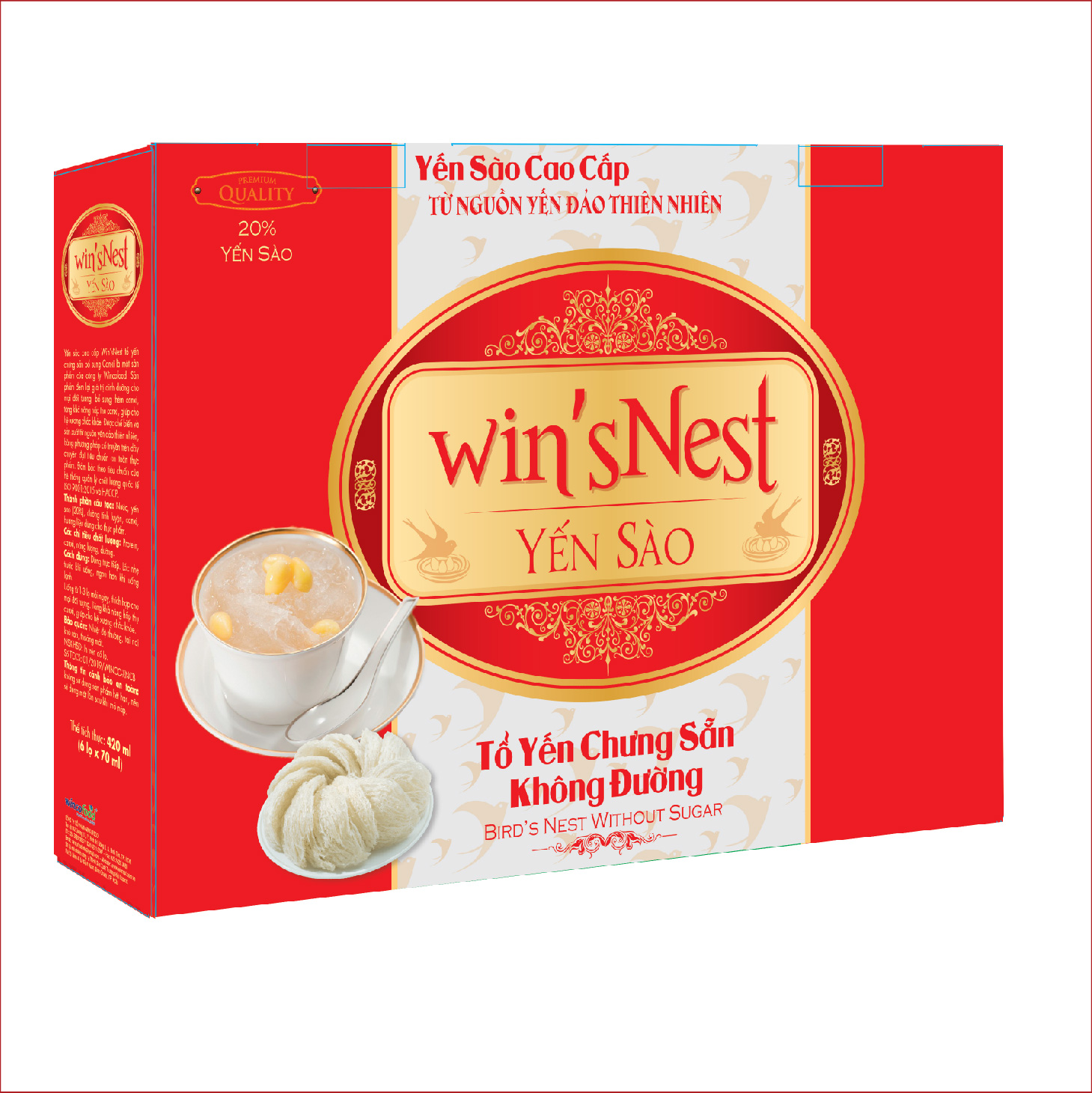 Yến Sào cao cấp win'snest Tổ Yến Chưng Sẵn Không Đường 20% (6 Lọ/Hộp) thích hợp cho mọi đối tượng đặc biệt là người ăn kiêng và tiểu đường. 