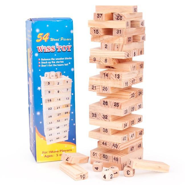Rút gỗ 54 thanh loại lớn nhỏ, Bộ trò chơi rút gỗ, xếp gỗ bộ đồ chơi rút go cho cả trẻ em và người lớn