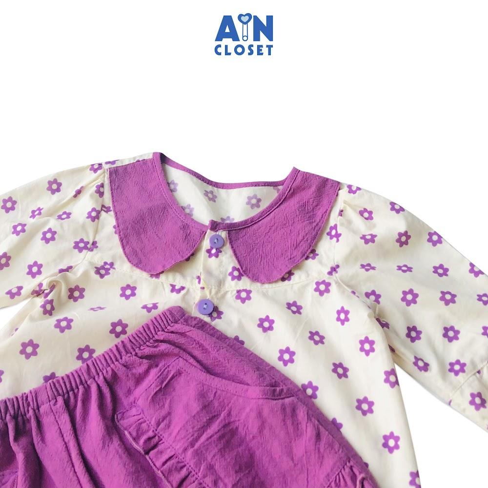 Bộ quần áo dài bé gái họa tiết Hoa Lưu ly tím cotton - AICDBGKUSGJX - AIN Closet