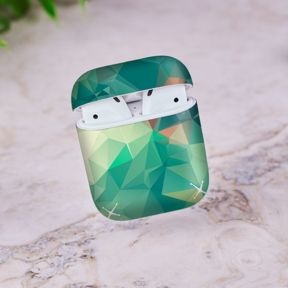 Miếng dán skin chống bẩn cho tai nghe AirPods in hình Vân kim cương - BG0029 (bản không dây 1 và 2