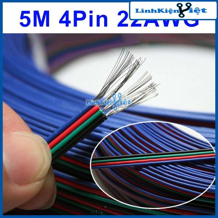 Dây Điện Dẹt 4 Màu Khác Nhau Cho Đèn LED RGB 4 pin 22AWG