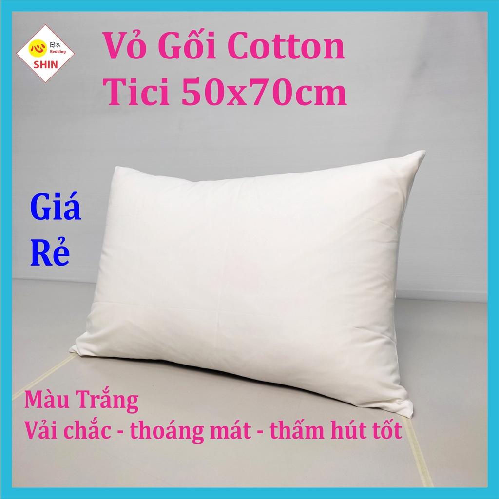 vỏ gối ngủ cotton tici 50x70cm giá rẻ vải tốt màu trắng