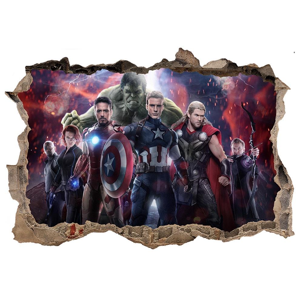 Decal Tranh Dán Tường Siêu Anh Hùng Marvel - Decal 3D Avengers mẫu số 5 AmyShop (50 x 70 cm)