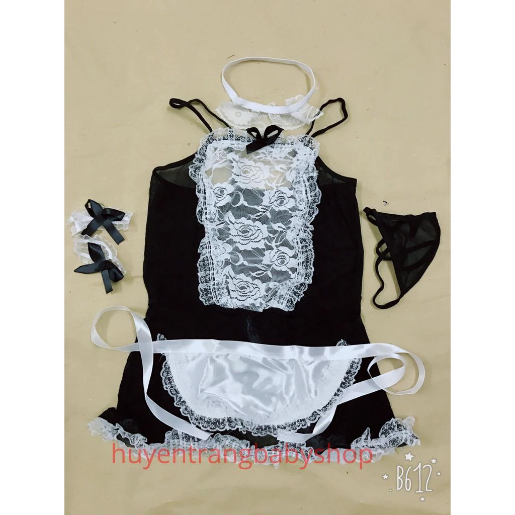Cosplay cô gái nội trợ ( phụ kiện gồm 2 vòng chân , tạp dề, bờm vải, quần chip ) 1255