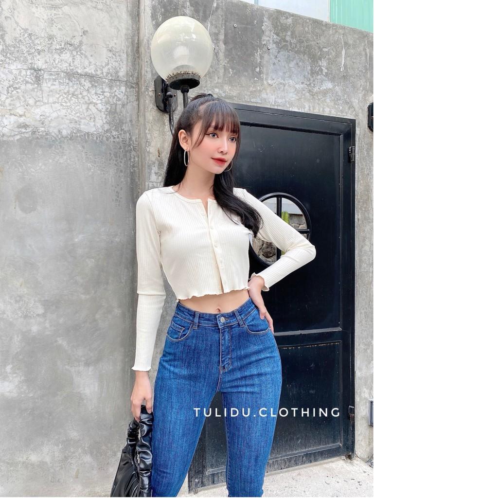 Quần Jean Nữ Lưng Cao Dáng Ôm Xanh Siêu Co Giãn Tulidu Quần Bò Nữ Cạp Cao M52.21