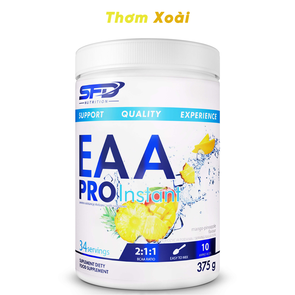 Bột SFD Nutrition EAA Pro Instant 375g (34 lần dùng) Bổ Sung EAA và BCAA, Hỗ Trợ Phục Hồi Cơ &amp; Hấp Thu Protein Hiệu Quả | Nhập Khẩu Ba Lan