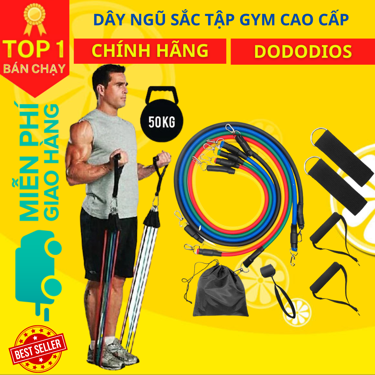 Dây cao su ngũ sắc tập gym tại nhà đa năng siêu bền - Hãng dododios