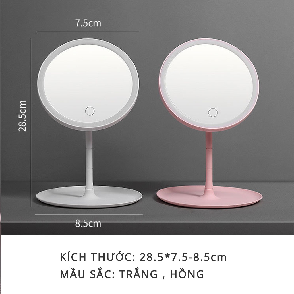 Gương trang điểm có đèn led để bàn làm đẹp cầm tay bổ sung ánh sáng sạc USB (TL15)