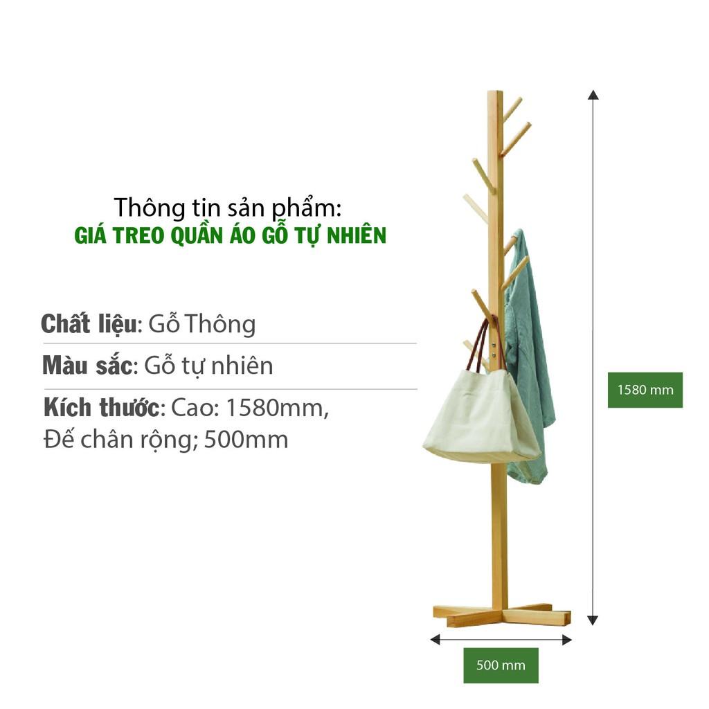 Cây treo quần áo gỗ, giá treo quần áo đứng phong cách Scandinavian Bắc Âu