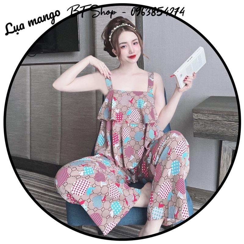 Đồ ngủ mặc nhà lụa mango quầi dài hoạ tiết freesize 42-57kg